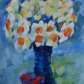 Szép nárciszok és egy kiürült csésze